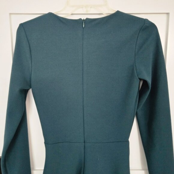 Zara Dark Green V-Neck Faux-Wrap Dress Size XS - Picture 12 of 14